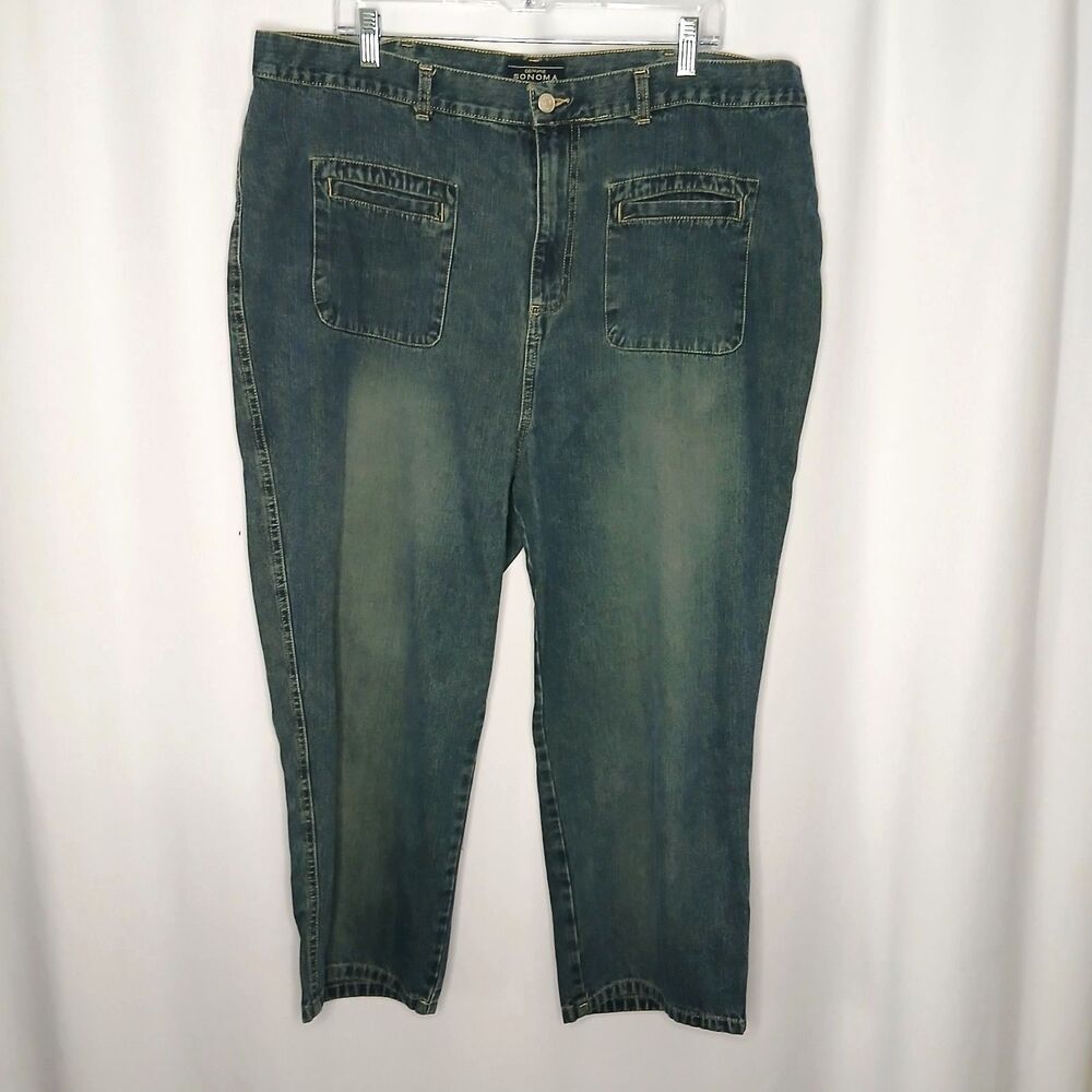 Sonoma Cropped Capri Jeans Pockets High Rise Relaxed Fit Denim Pants Womens 20W